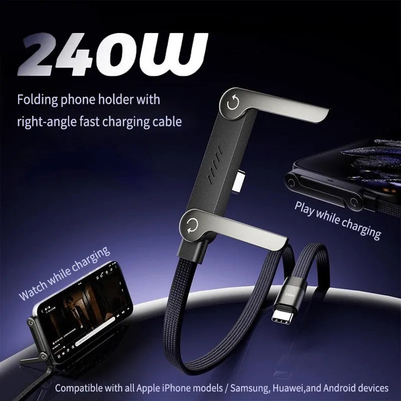 ⚡️240w Super Fast Charging📱invisible Holder Charger Cable With Stand