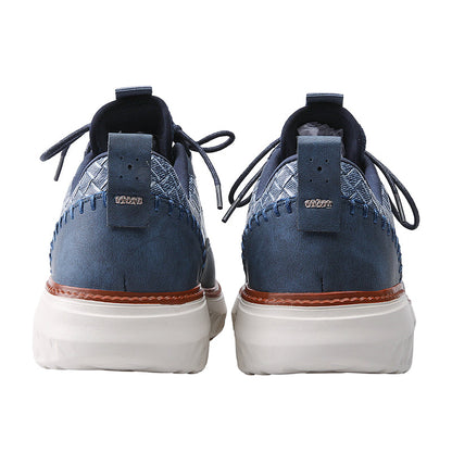 Men’s Comfortable Lace-Up Brogue Sneakers – Ultra-Lightweight & Breathable Woven Upper, Arch Support, Wide-Toe Fit, Shock-Absorbing Sole for All-Day Comfort