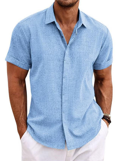 Mokaloha-Men's Cotton Linen Casual Short Sleeve Quality Beach Hawaiian Daily Shirt