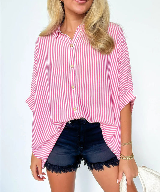 Black Friday Deals - Women's Oversized Striped Button-down Shirt (Buy 2 Free Shipping)