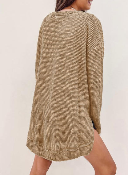 Women's Oversized Waffle Knit Top (Buy 2 Free Shipping)