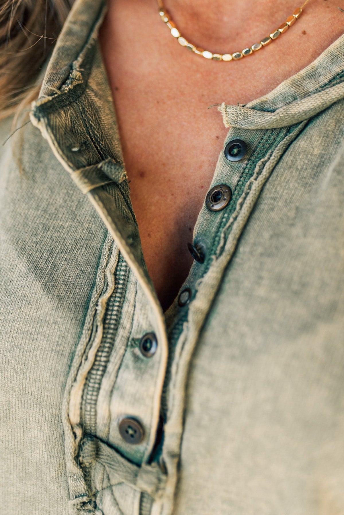 Women's Button Mix Washed Henley Tank (Buy 2 Free Shipping)