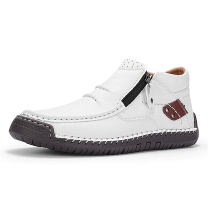 Men's Handmade Leather Boots with Arch Support & Wide Toe Box | Easy Zip Design