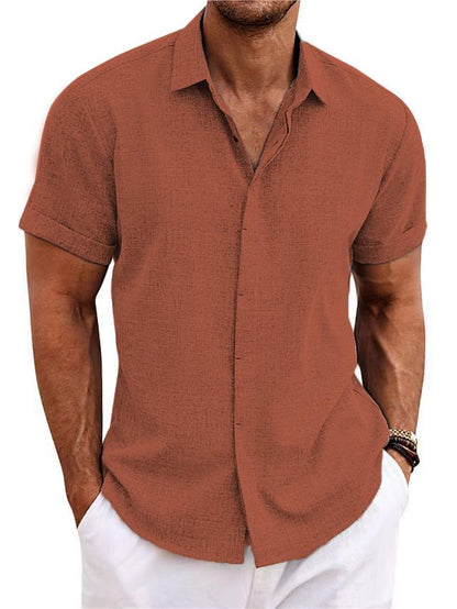 Mokaloha-Men's Cotton Linen Casual Short Sleeve Quality Beach Hawaiian Daily Shirt