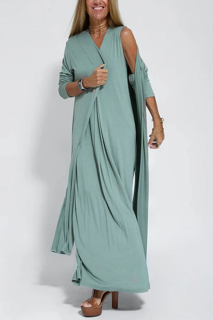 Elegant Long Dress + Matching Cardigan